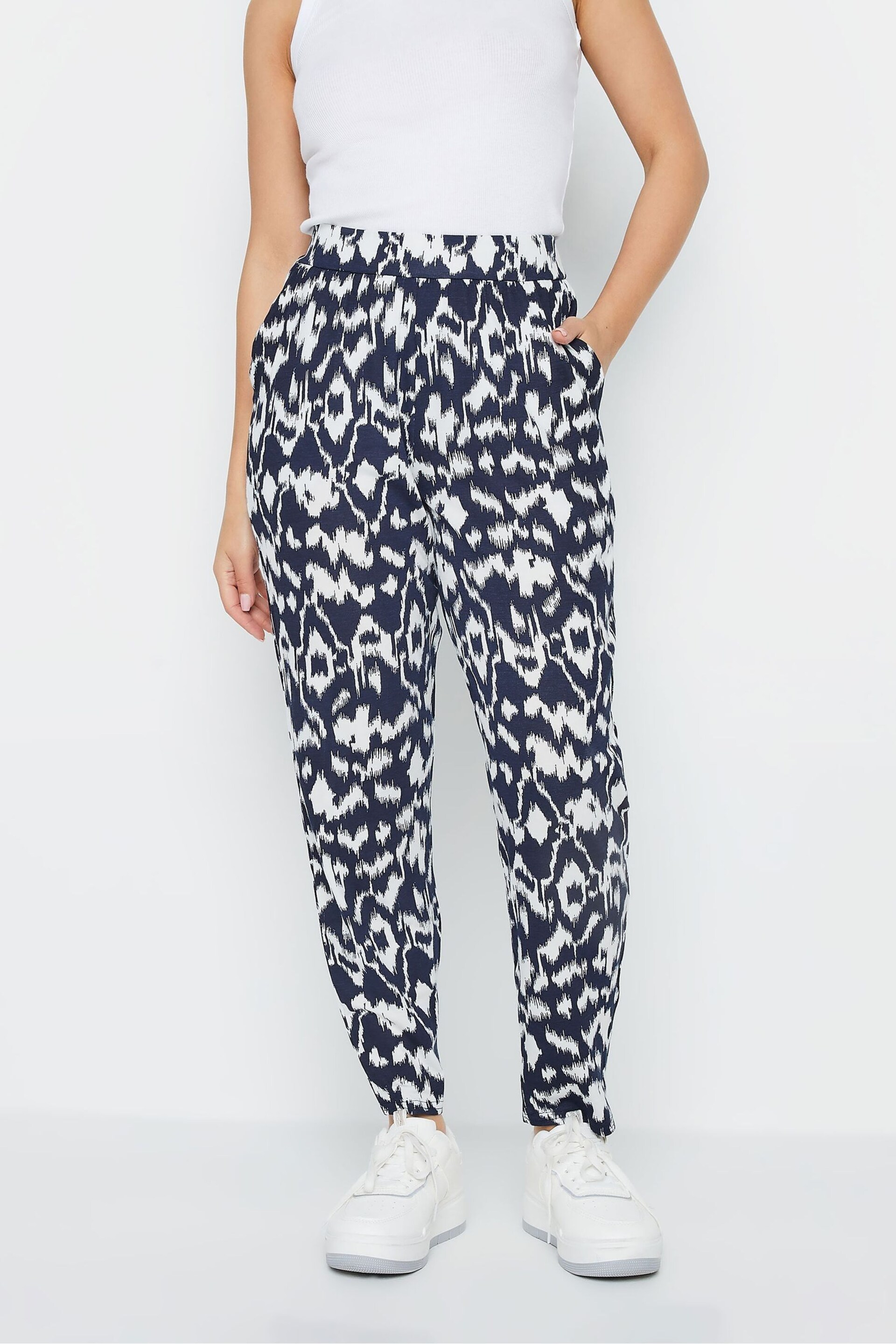 PixieGirl Petite Blue Abstract Harem Trousers - Image 1 of 5