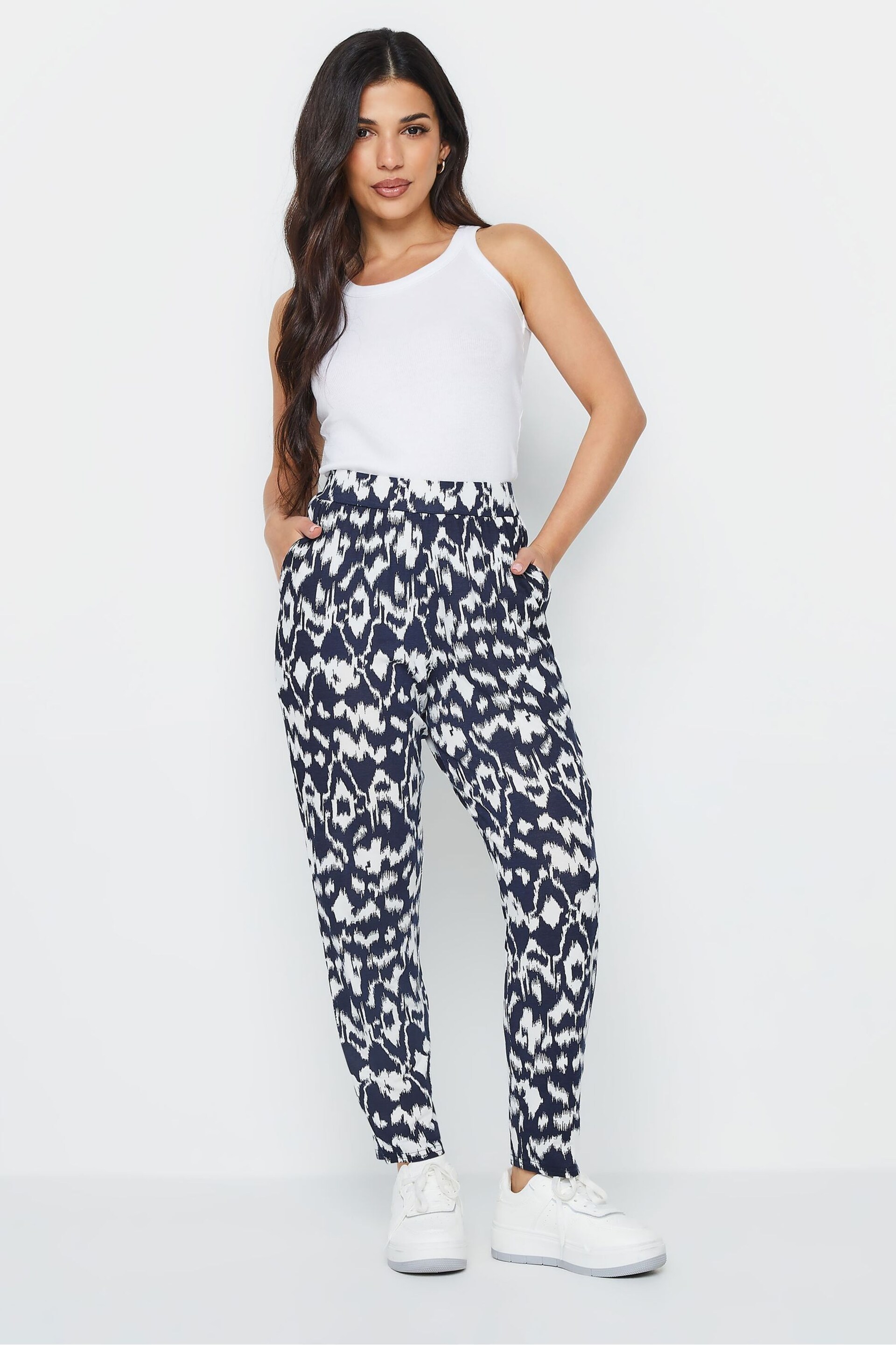 PixieGirl Petite Blue Abstract Harem Trousers - Image 4 of 5