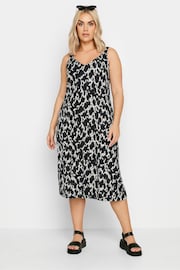 Yours Curve Dark Black Throw On Beach Shirred Strap Dress - Image 1 of 5