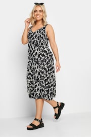 Yours Curve Dark Black Throw On Beach Shirred Strap Dress - Image 2 of 5