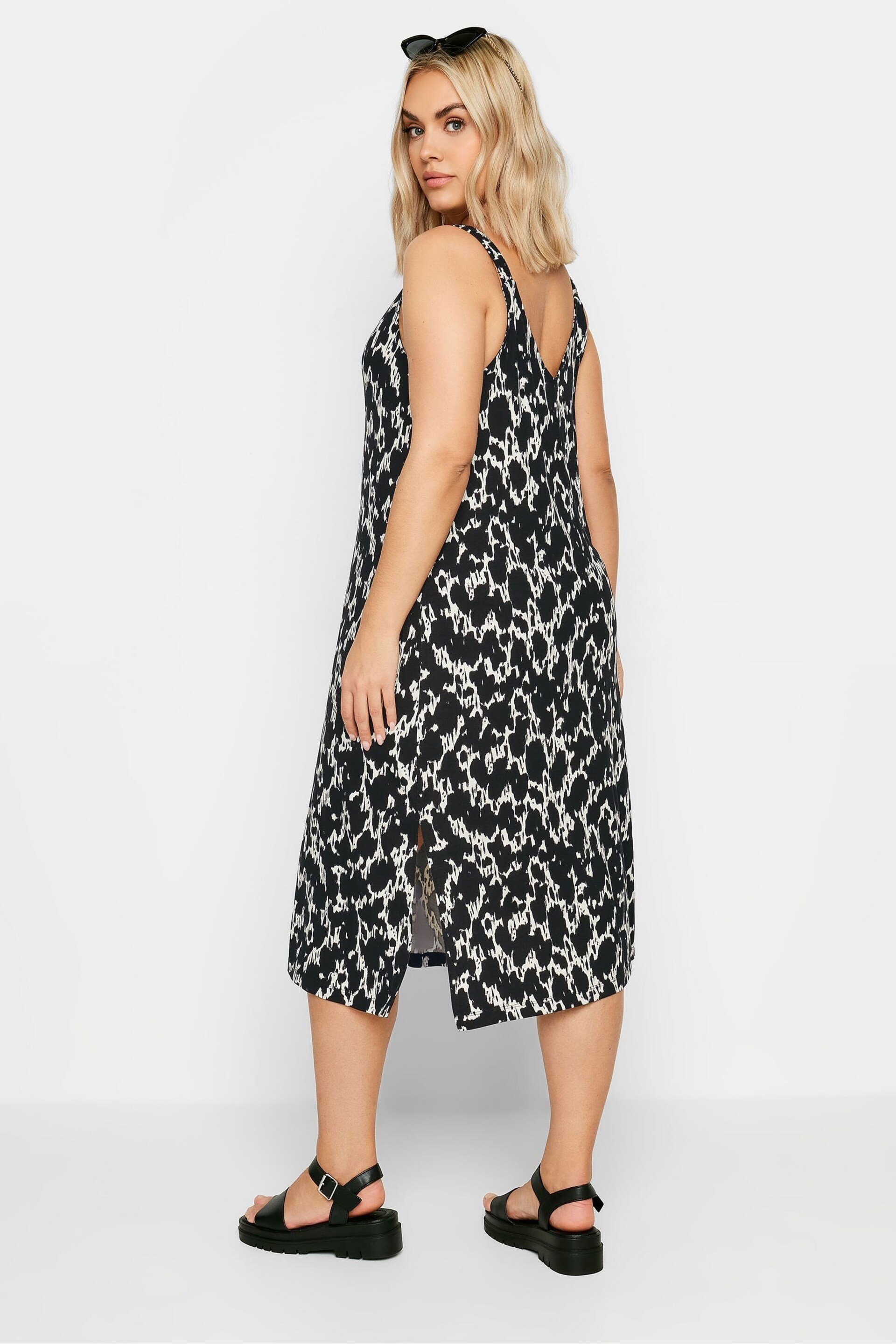 Yours Curve Dark Black Throw On Beach Shirred Strap Dress - Image 3 of 5