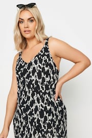 Yours Curve Dark Black Throw On Beach Shirred Strap Dress - Image 4 of 5