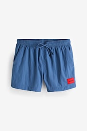 HUGO Blue Quick-Dry Swim Shorts With Logo Label - Image 1 of 1