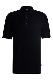 BOSS Blue Knitted Polo Shirt - Image 5 of 5