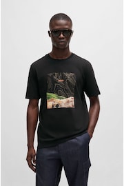 BOSS Black Seasonal Print T-Shirt In 100% Cotton Jersey - Image 1 of 5