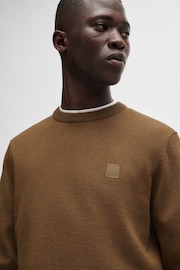 BOSS Brown Kanovano Box Logo Cotton and Cashmere Blend Jumper - Image 4 of 5