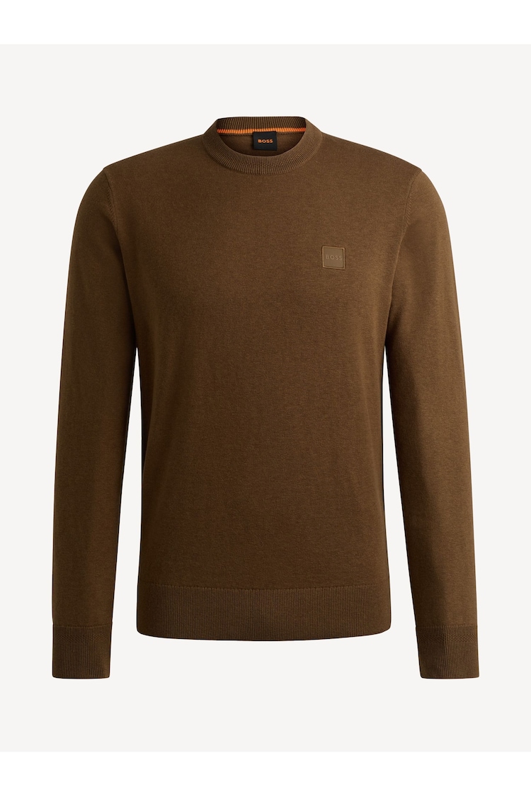 BOSS Brown Kanovano Box Logo Cotton and Cashmere Blend Jumper - Image 5 of 5