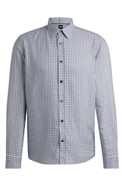 BOSS Dark Blue Regular-Fit Shirt In Printed Chambray - Image 4 of 4