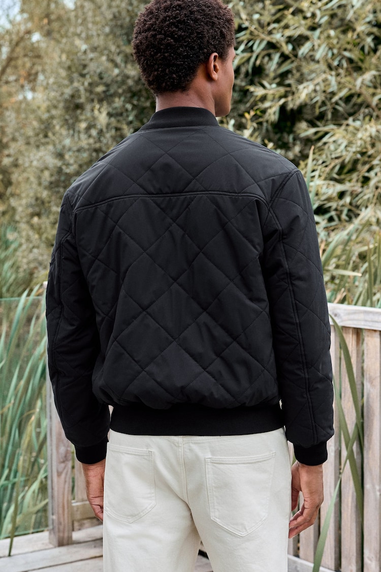 Black Diamond Quilted Bomber Jacket - Image 2 of 12