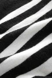 Black White Stripe Seam Detail Crew Neck Jumper with Wool - Image 7 of 8