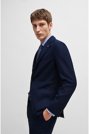 BOSS Blue Slim Fit Melange Jacket With Linen in Stretch Cloth - Image 4 of 6