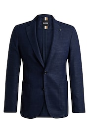 BOSS Blue Slim Fit Melange Jacket With Linen in Stretch Cloth - Image 6 of 6