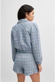 BOSS Blue Tweed Check Jacket in a Cotton Blend - Image 2 of 5