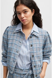 BOSS Blue Tweed Check Jacket in a Cotton Blend - Image 5 of 5