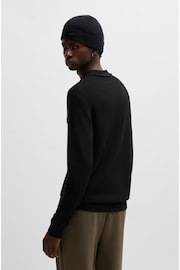 HUGO Black Stacked Logo Polo Sweater With Zip Neck - Image 2 of 5