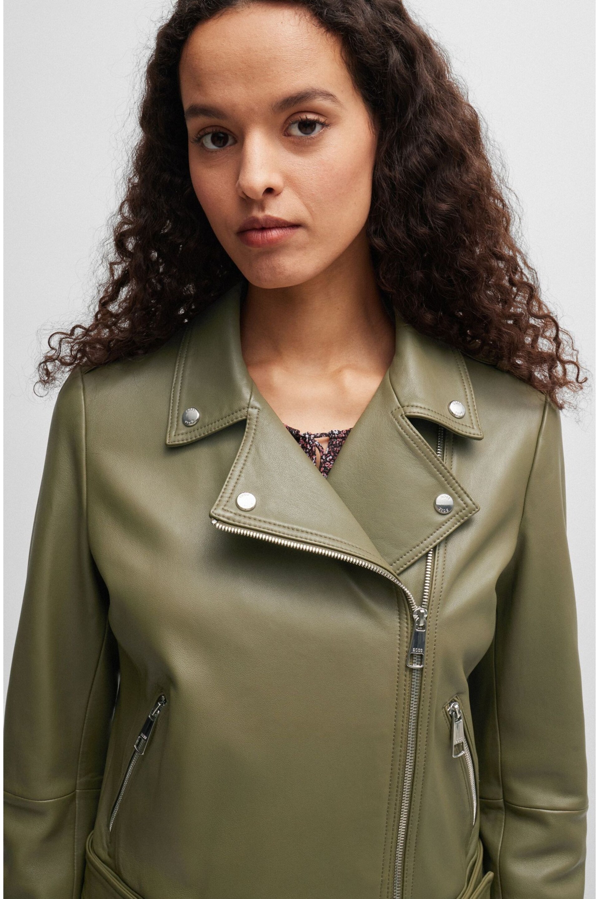 BOSS Green Buckled-Belt Jacket In Nappa Leather - Image 4 of 6