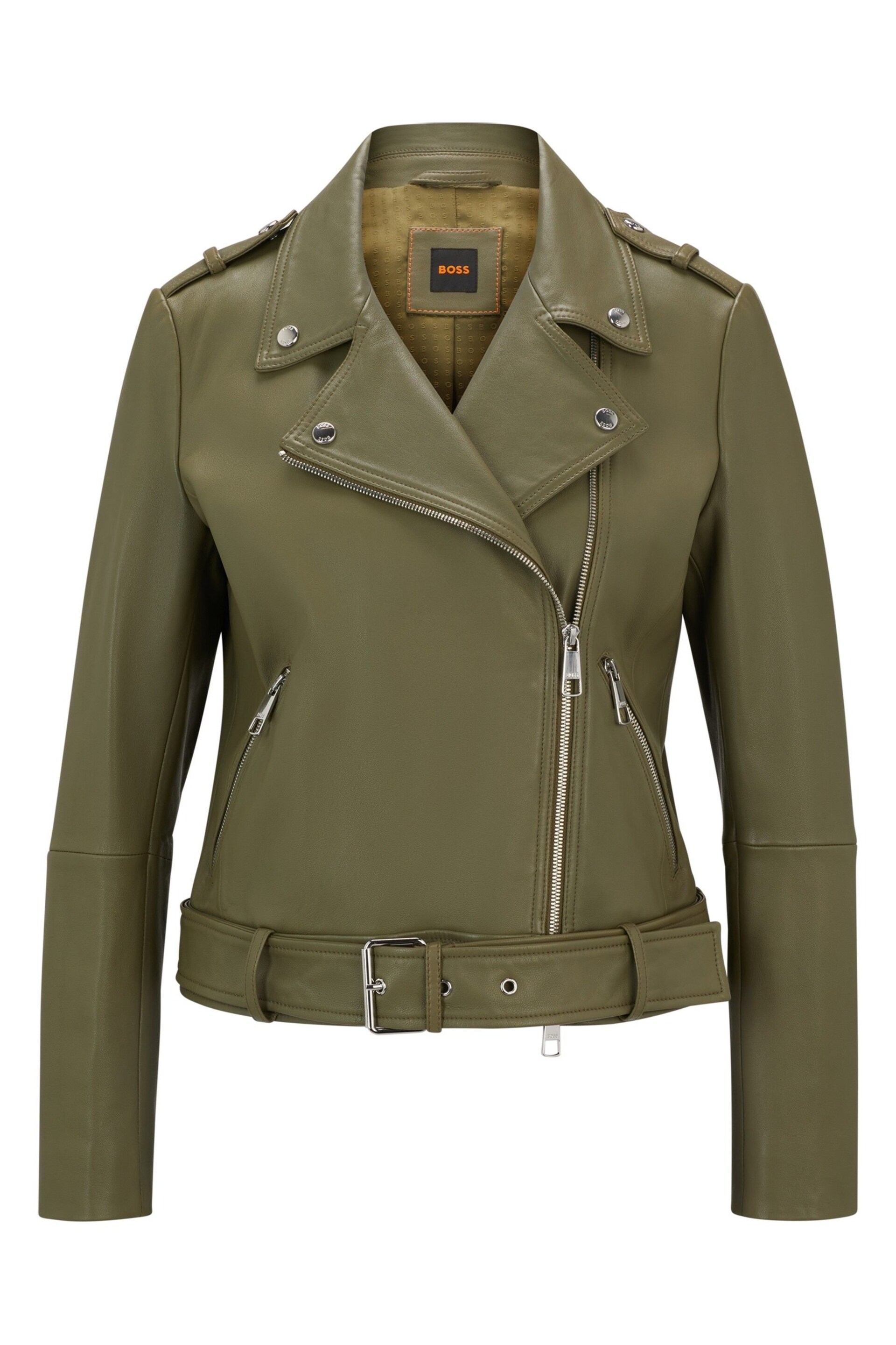 BOSS Green Buckled-Belt Jacket In Nappa Leather - Image 6 of 6