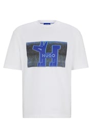 HUGO Blue White HUGO Blue Logo Artwork Cotton Jersey T-Shirt - Image 5 of 5