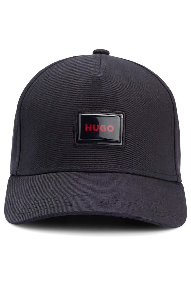 HUGO Black Logo Patch Cap In 100% Cotton Twill - Image 1 of 5