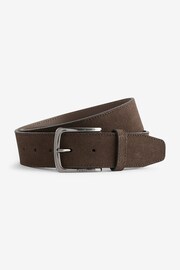 BOSS Brown Suede Belt With Logo Buckle - Image 1 of 6