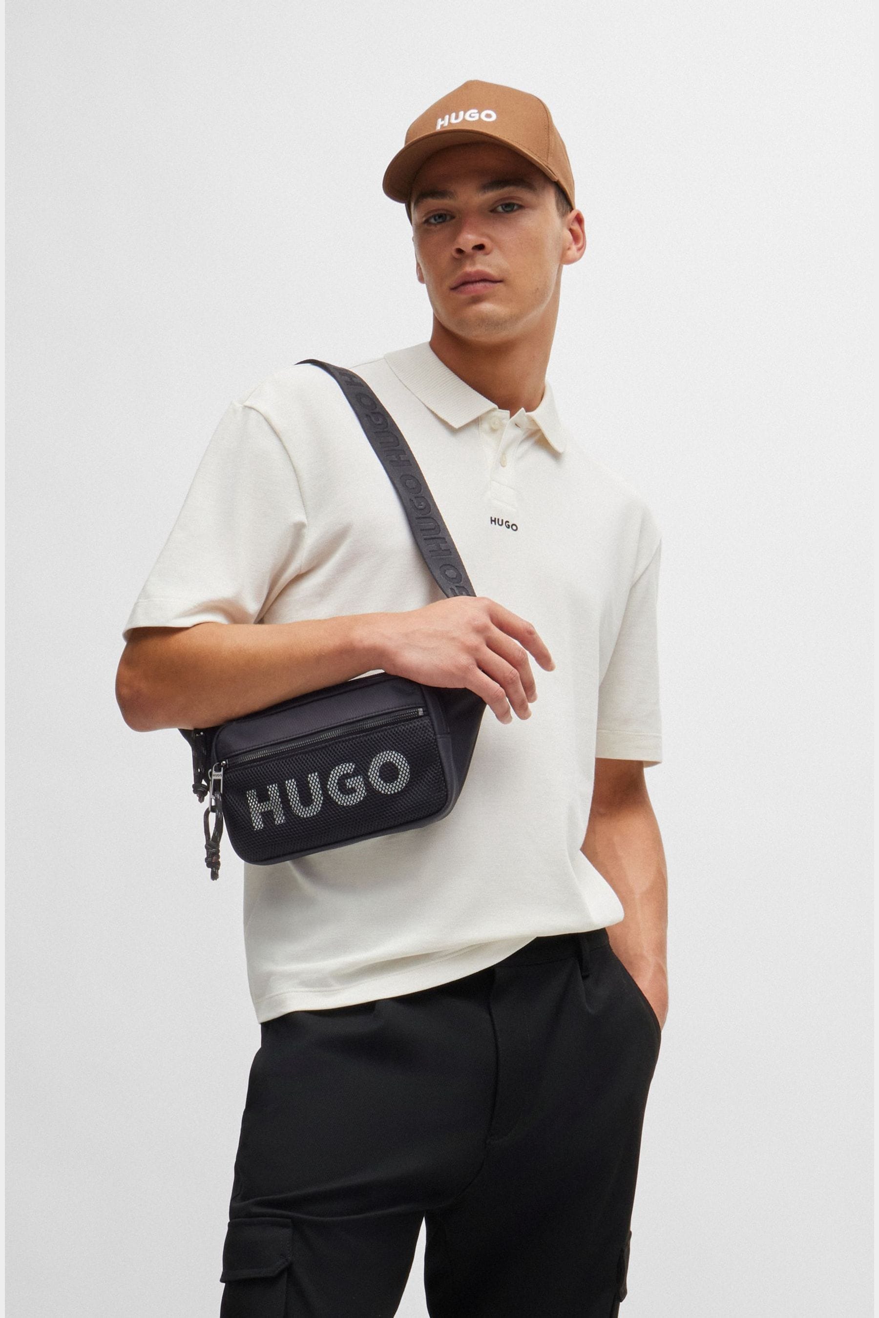 Buy HUGO Black Belt Bag With Contrast Logo And Mesh Overlay from Next Germany