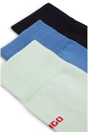 HUGO Blue Regular Length Logo Socks 3 Pack - Image 2 of 3