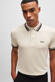 BOSS White Paddy Tipped Polo Shirt - Image 1 of 5