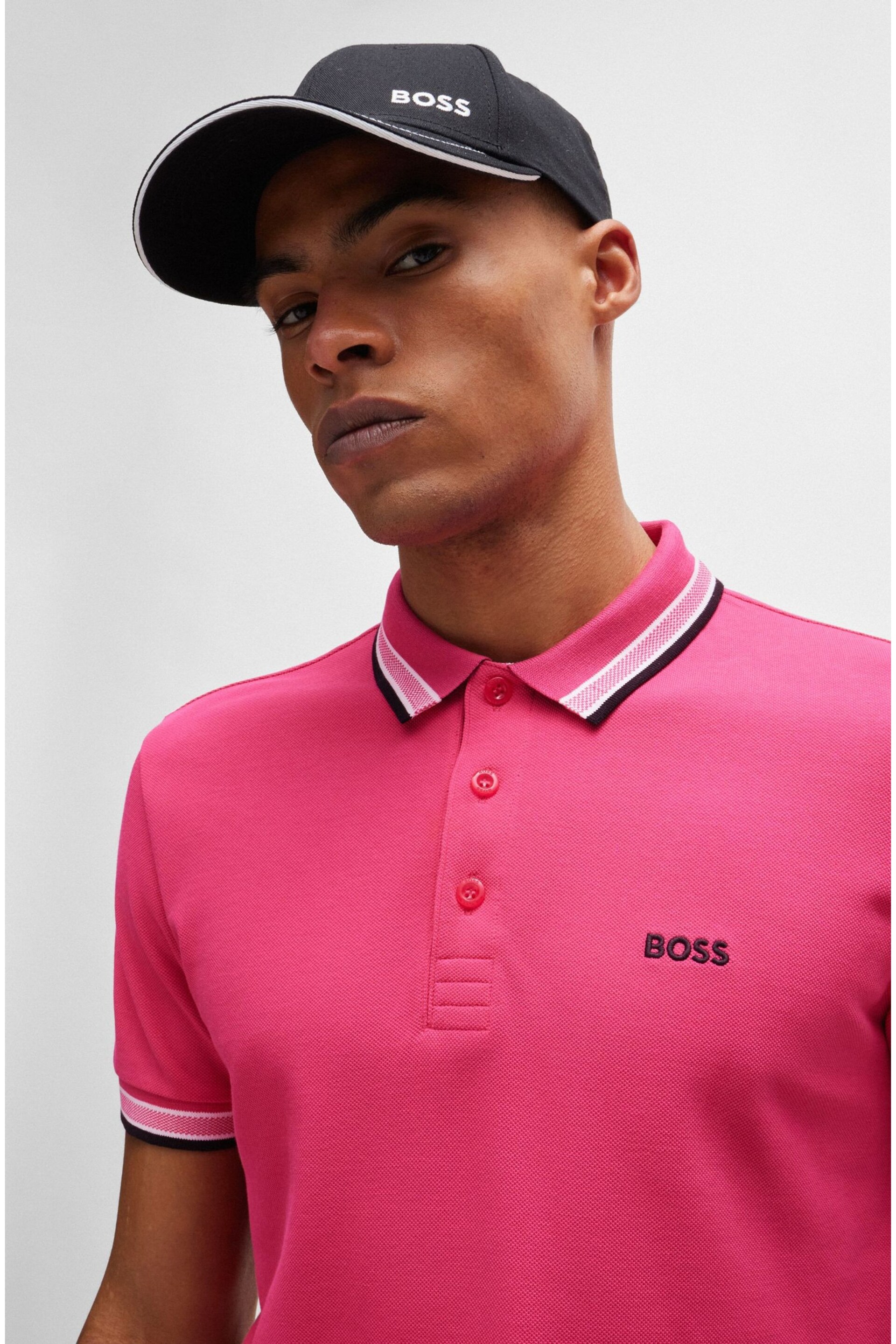 BOSS Light Pink Paddy Polo Pink Cream Shirt - Image 1 of 5