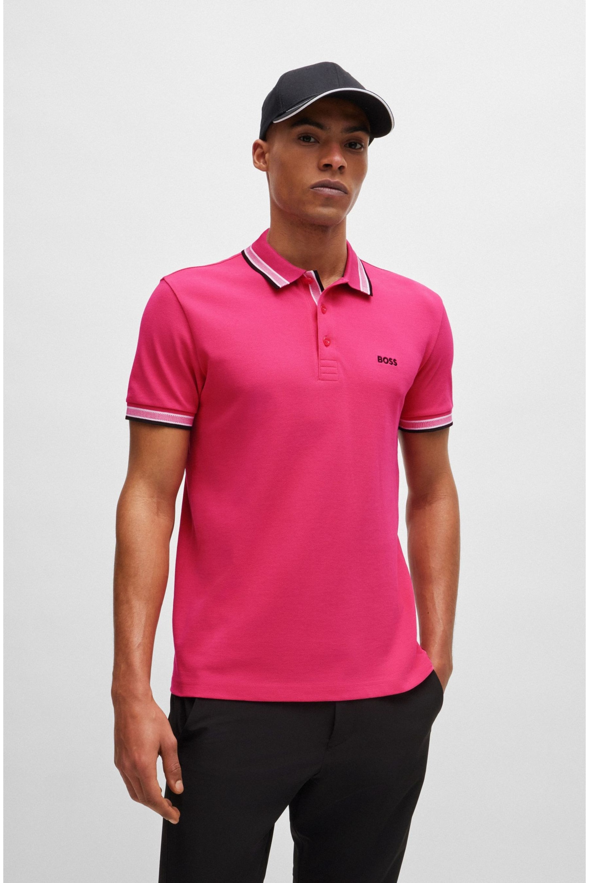 BOSS Light Pink Paddy Polo Shirt - Image 3 of 5