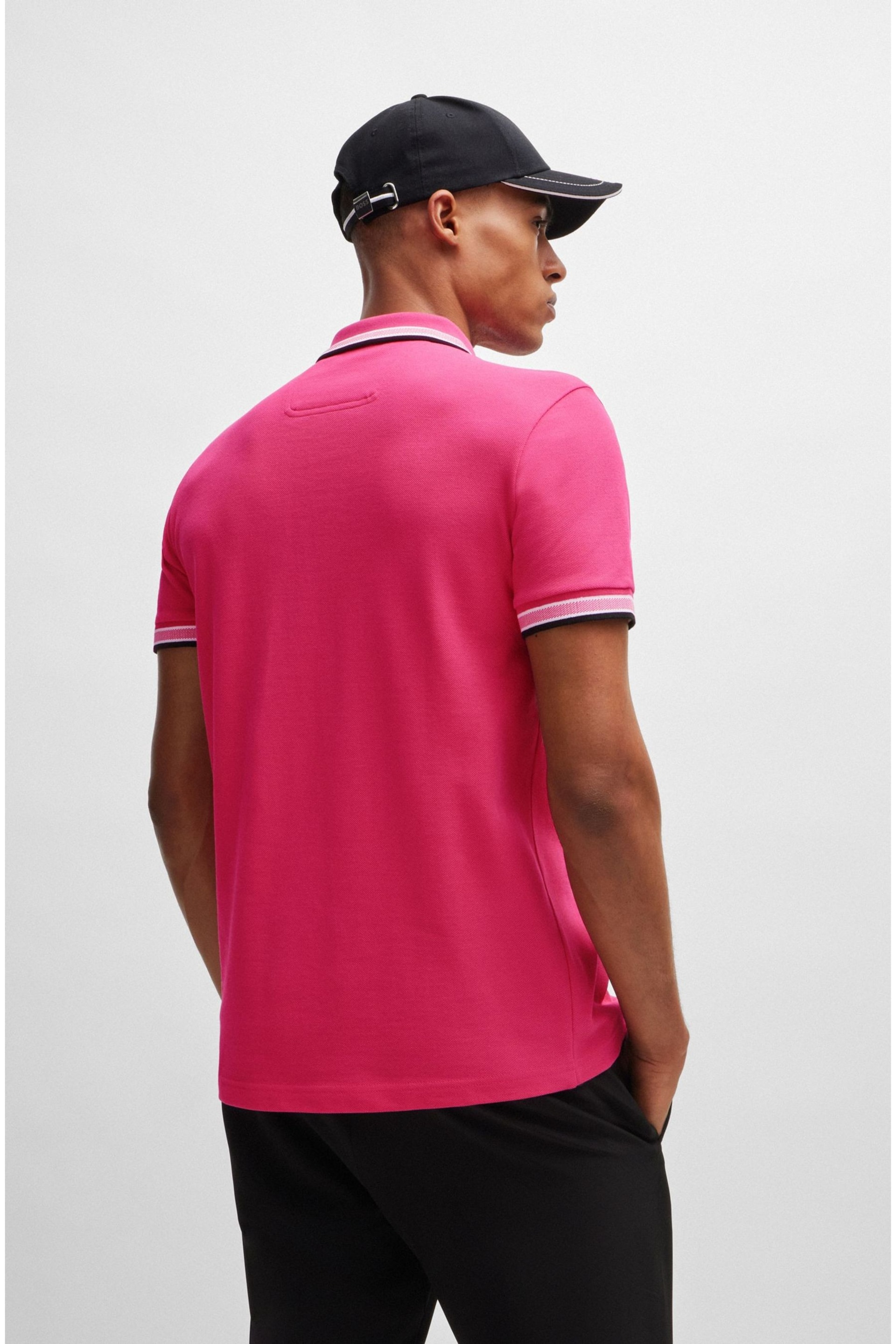 BOSS Light Pink Paddy Polo Pink Cream Shirt - Image 4 of 5