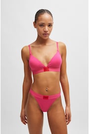 HUGO Pink Stretch-Cotton Triangle Bra With Logo Label - Image 2 of 5