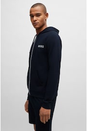 BOSS Blue Logo Detail Zip Up Hoodie Cotton Terry - Image 3 of 5