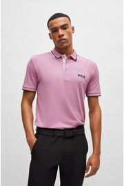 BOSS Purple Paddy Pro Golf Tipped Polo Shirt - Image 4 of 5