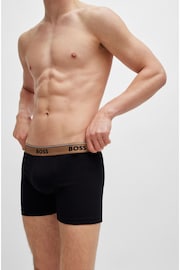 BOSS Black Three-Pack Of Logo-Waistband Boxer Briefs In Stretch Cotton - Image 1 of 7