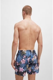 BOSS Black Logo-Badge Swim Shorts With Tropical Print - Image 2 of 4