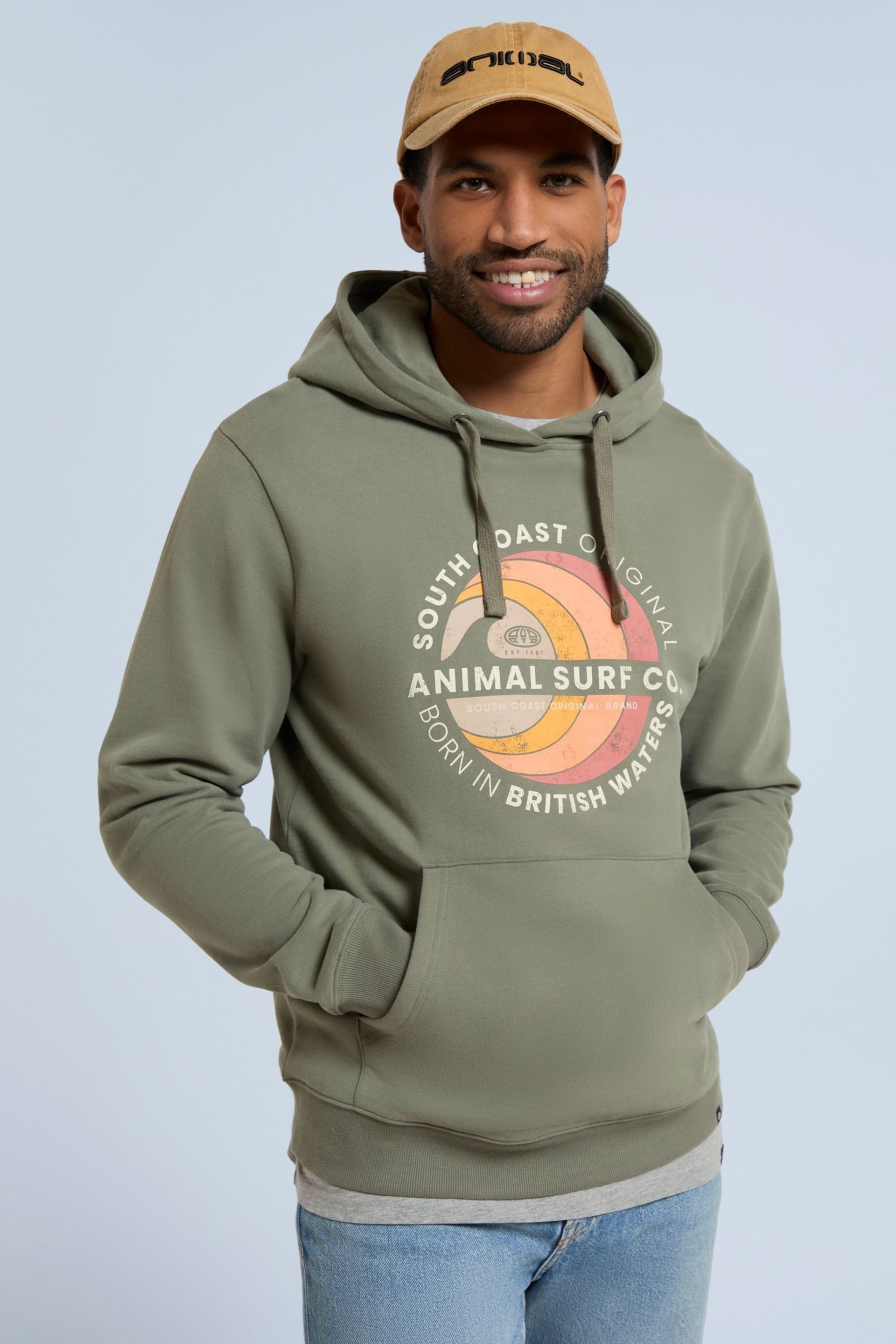 Animal Mens Green River Front Graphic Organic Hoodie - Image 1 of 9