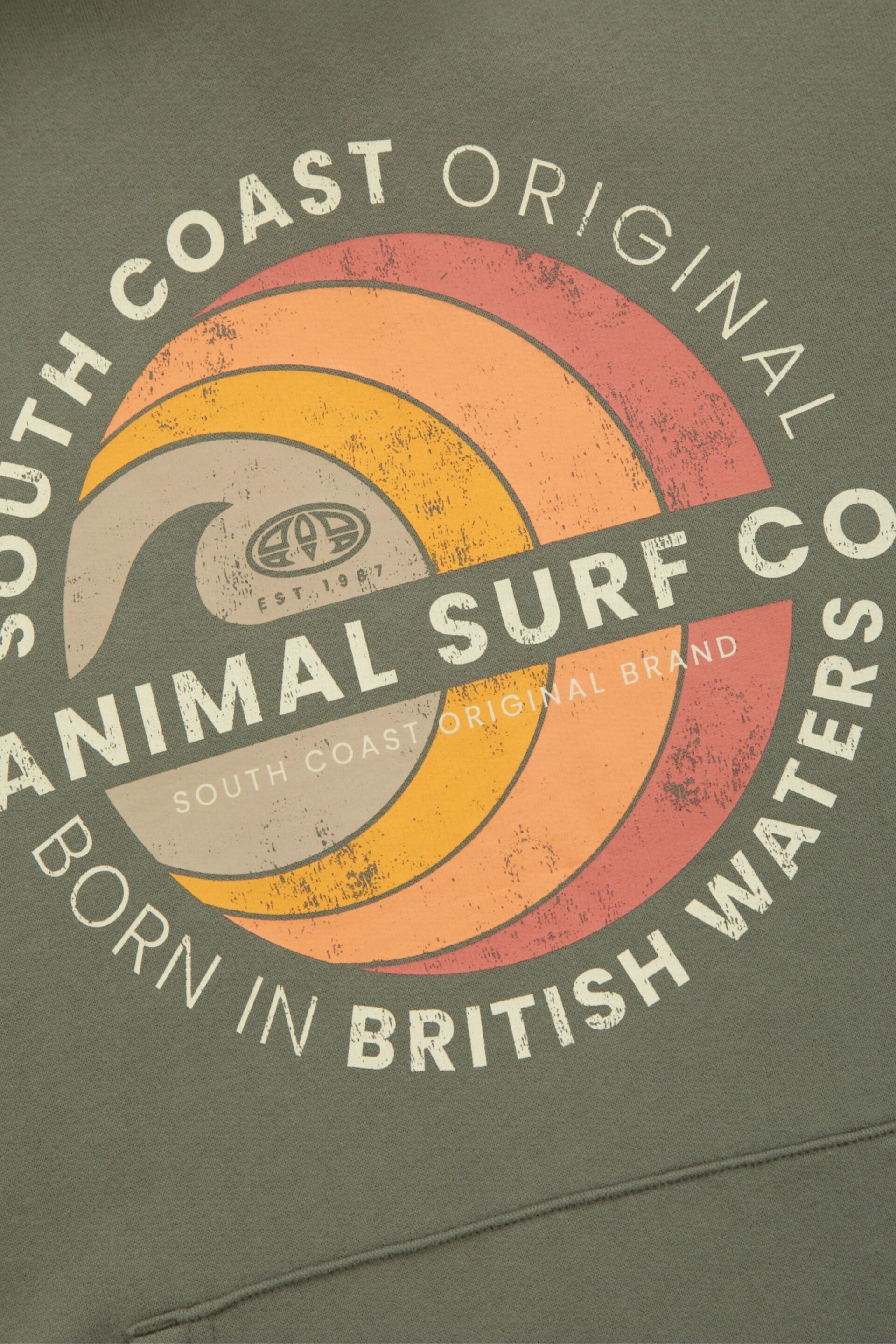 Animal Mens Green River Front Graphic Organic Hoodie - Image 8 of 9