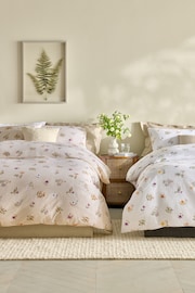 2 Pack Natural/White Floral Reversible Duvet Cover and Pillowcase Set - Image 1 of 4