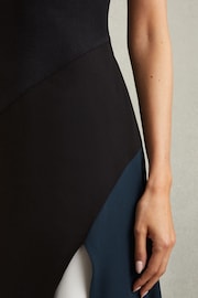 Reiss Black Faro Block Colour Crepe Midi Dress - Image 4 of 6