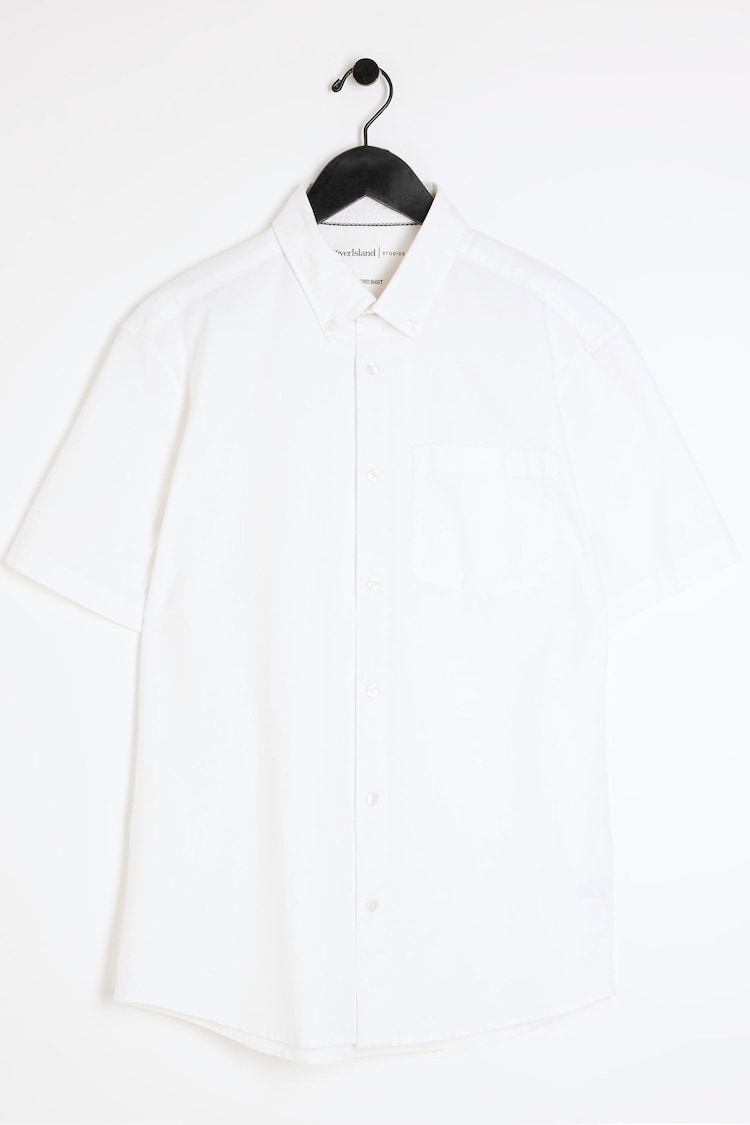 River Island White Short Sleeve Laundered Oxford Shirt - Image 5 of 5