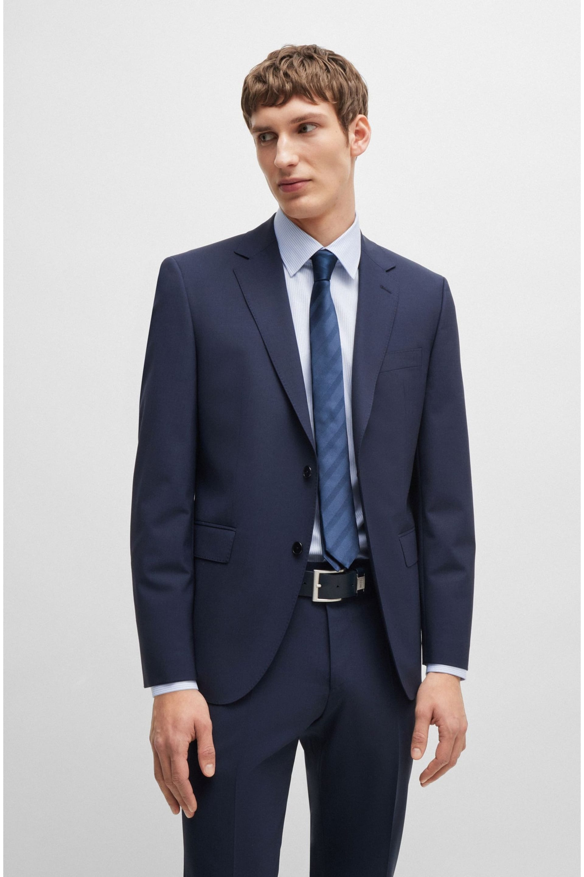 BOSS Blue Regular-Fit Easy-Iron Shirt In Stretch Cotton - Image 3 of 6
