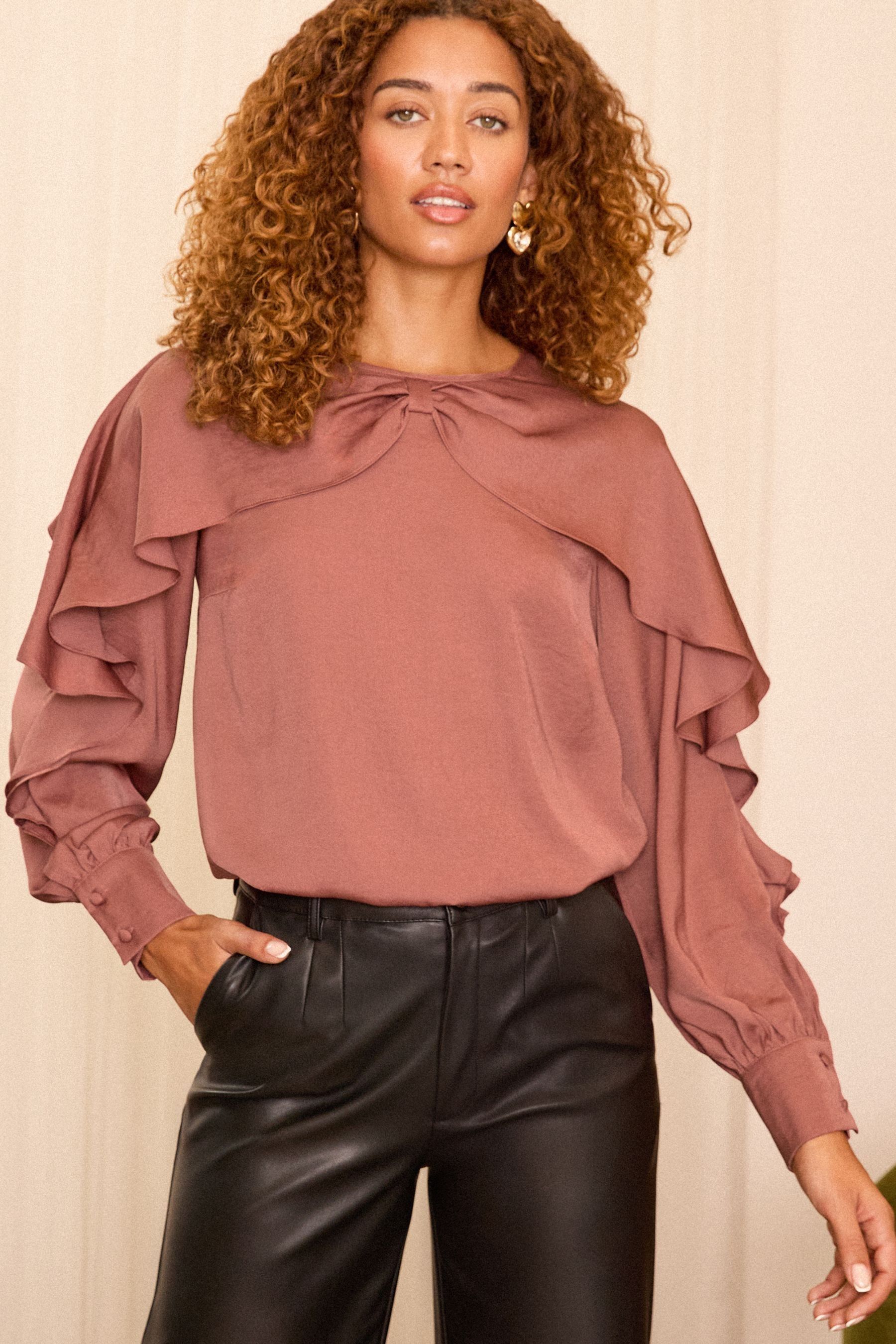 Buy Love Roses Pink Bow Detail Drape Satin Blouse from the Next UK online shop