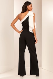 Lipsy Black and White One Shoulder Bow Jumpsuit - Image 2 of 4