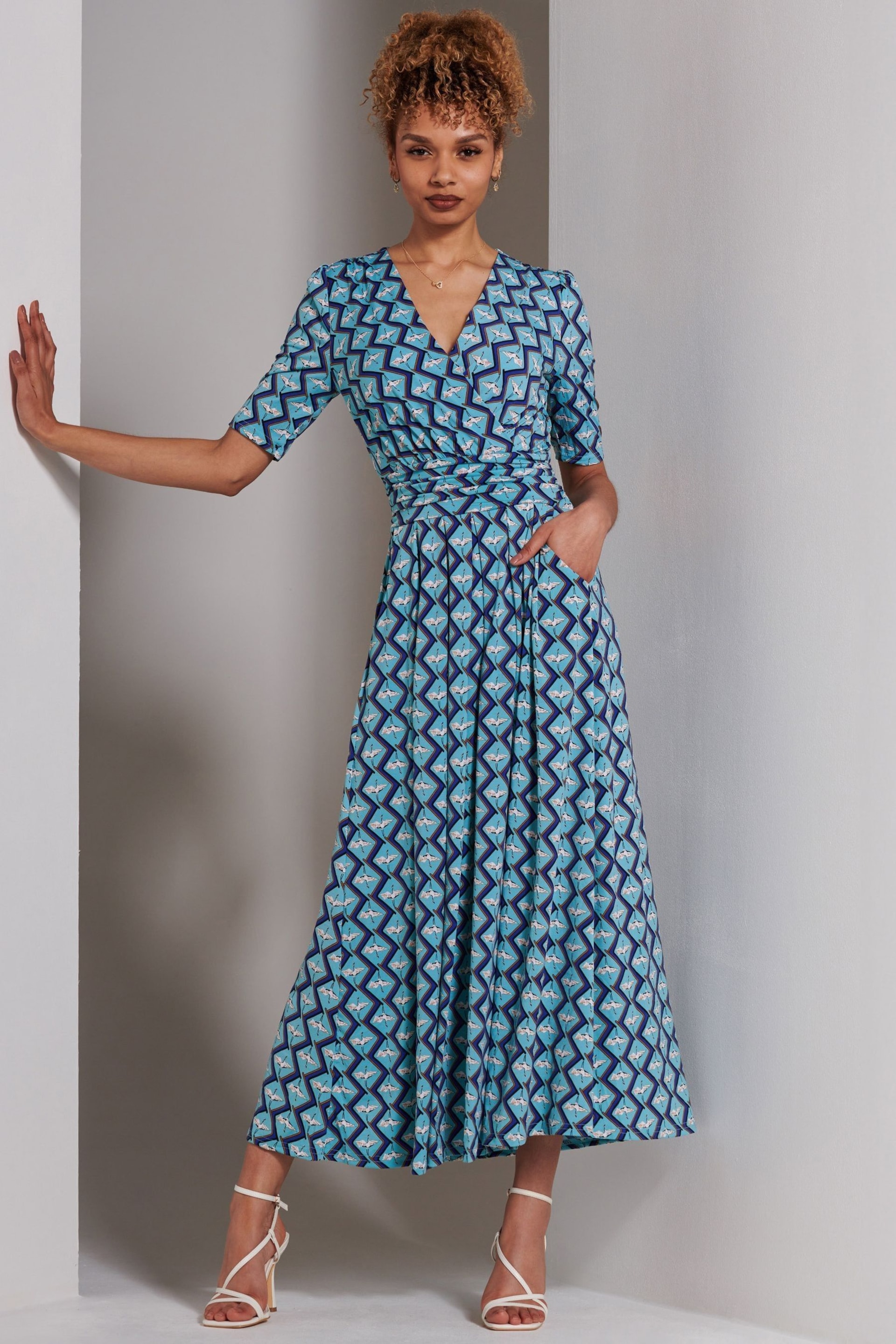 Jolie Moi Green Bree Half Sleeve Jersey Maxi Dress - Image 1 of 6