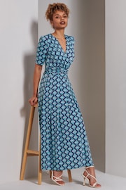 Jolie Moi Green Bree Half Sleeve Jersey Maxi Dress - Image 5 of 6