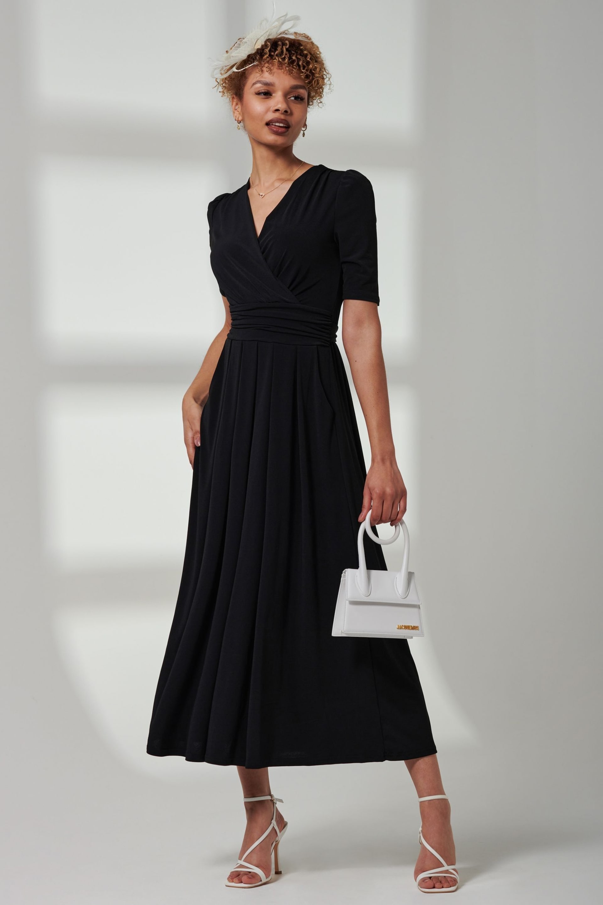 Jolie Moi Black Bree Half Sleeve Jersey Maxi Dress - Image 1 of 6