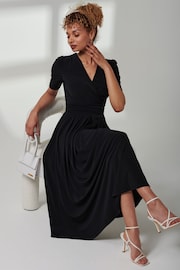 Jolie Moi Black Bree Half Sleeve Jersey Maxi Dress - Image 4 of 6