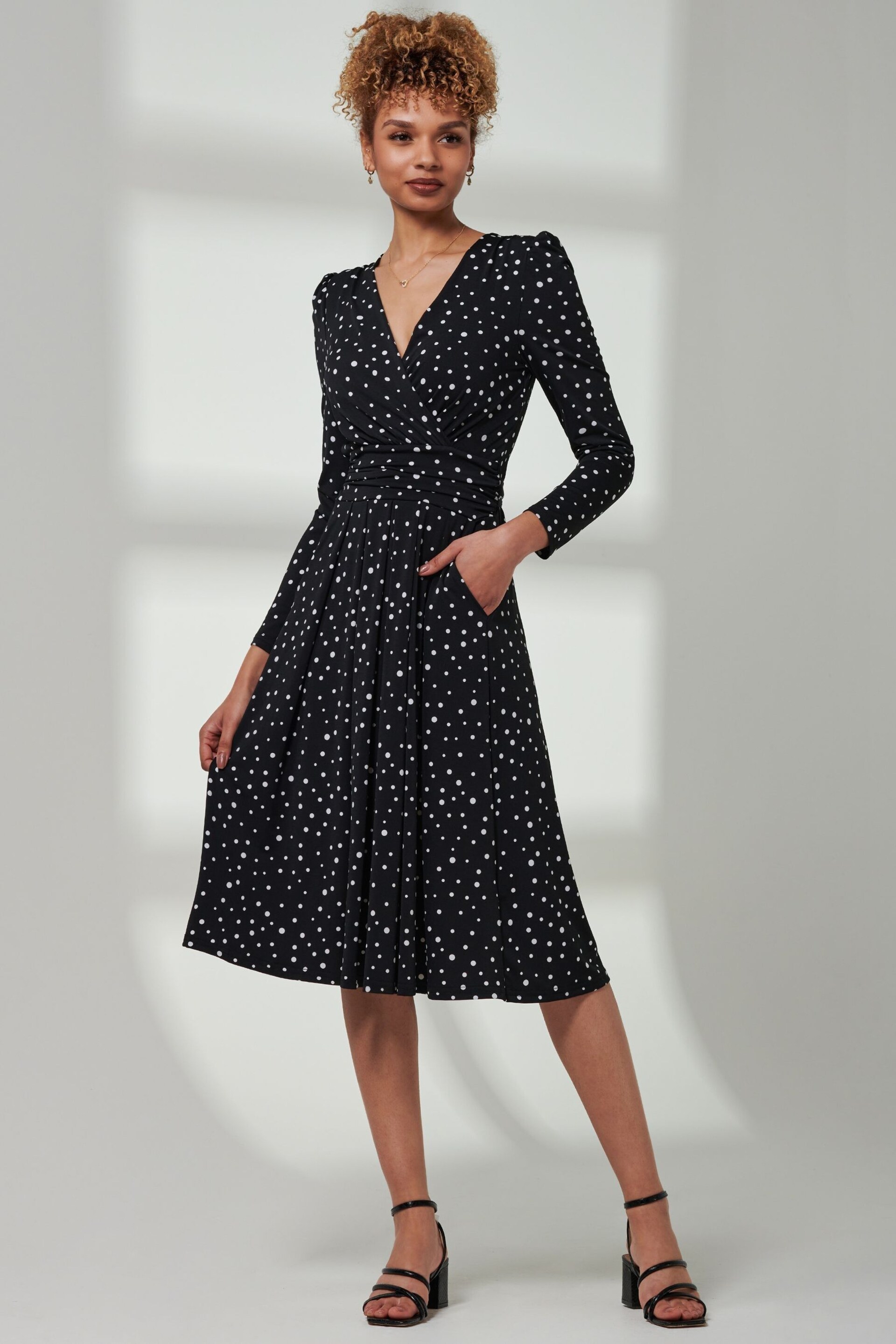 Jolie Moi Black Rafella Long Sleeve Midi Dress - Image 1 of 6