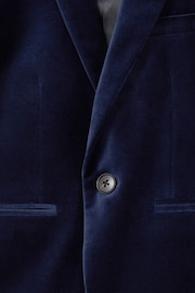 Reiss Baltic Blue Apsara Senior Velvet Single Breasted Blazer - Image 4 of 4