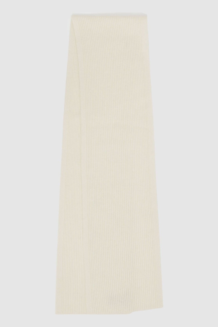 Reiss Off White Chesterfield Ribbed Merino Scarf - Image 1 of 4